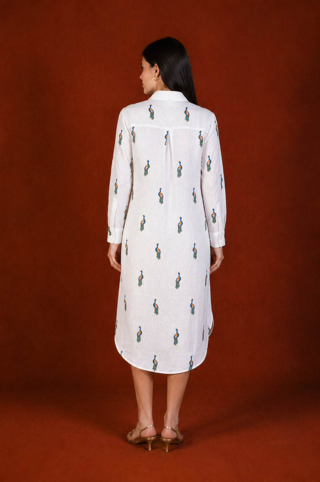 Women's Pavone linen shirt dress white