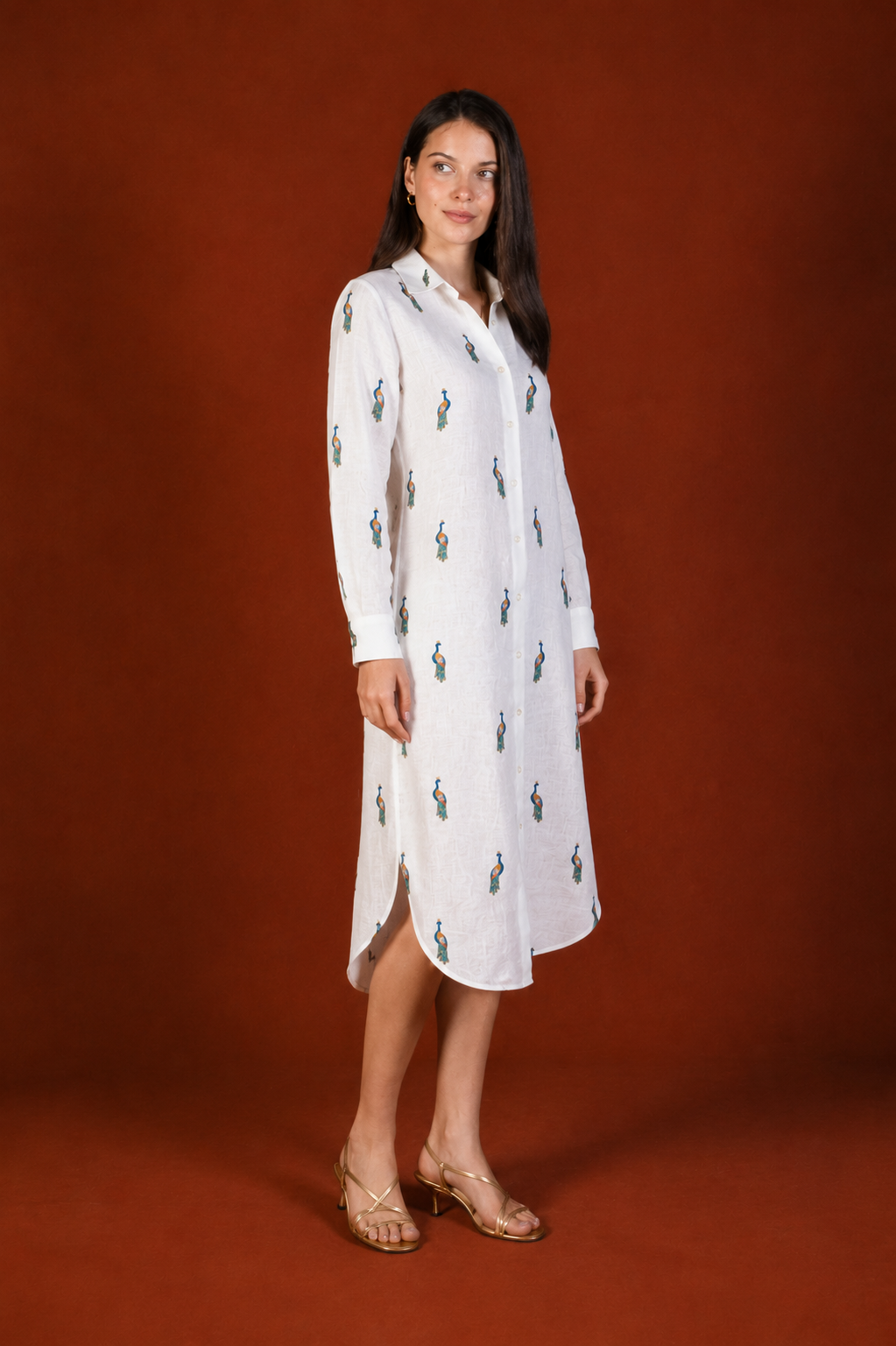 Women's Pavone linen shirt dress white