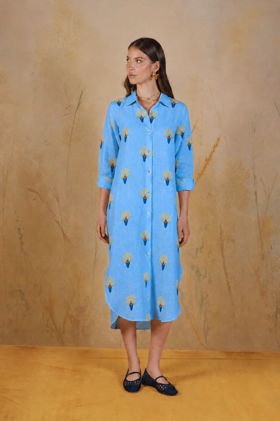 Women's Proventus linen shirt dress blue