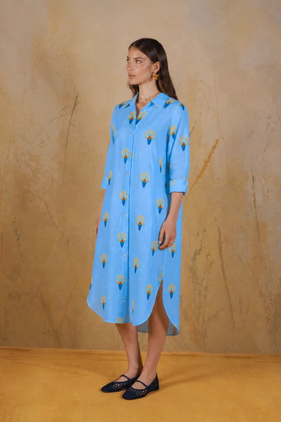 Women's Proventus linen shirt dress blue