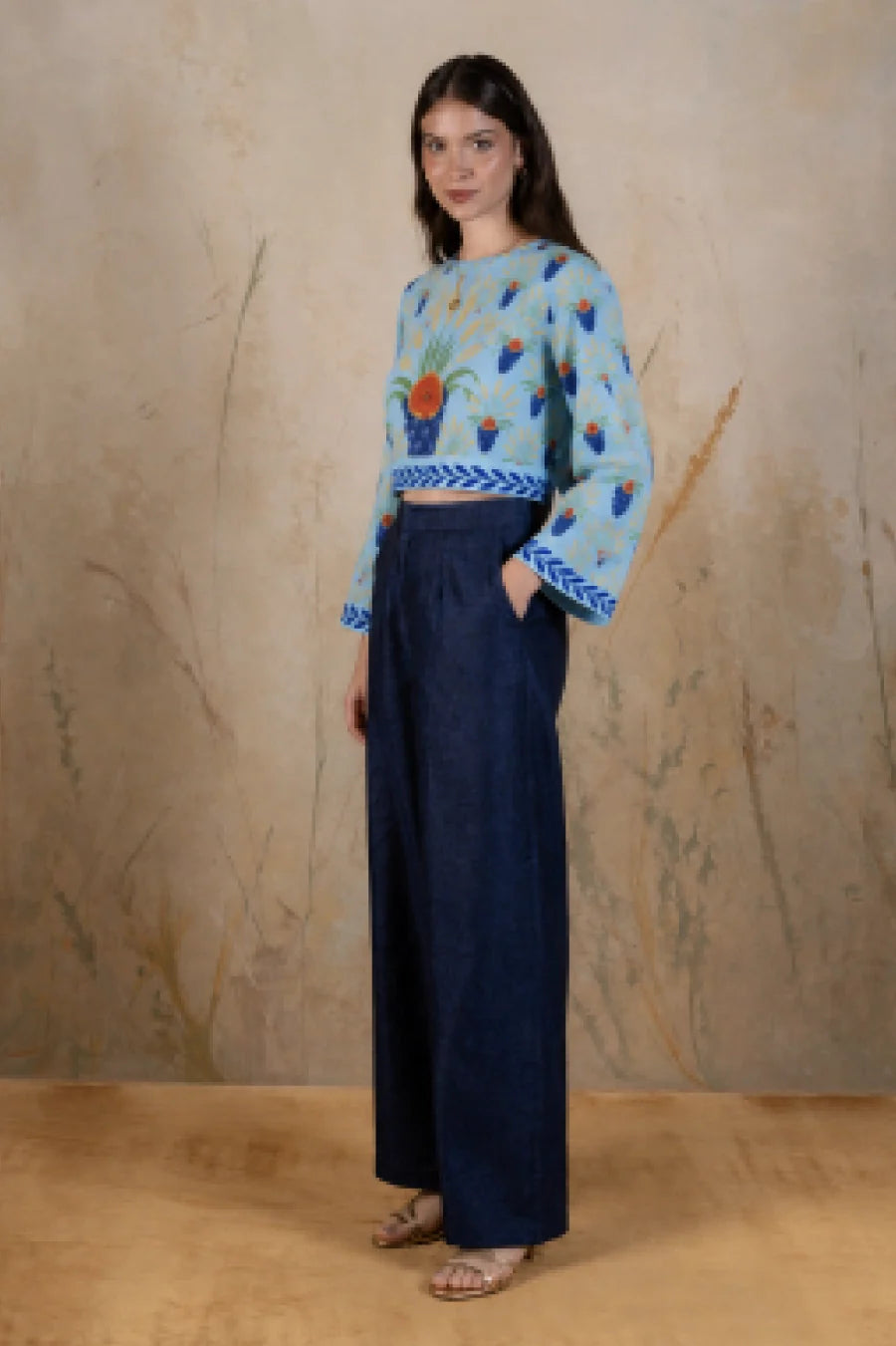 Women's Annona linen blouse blue