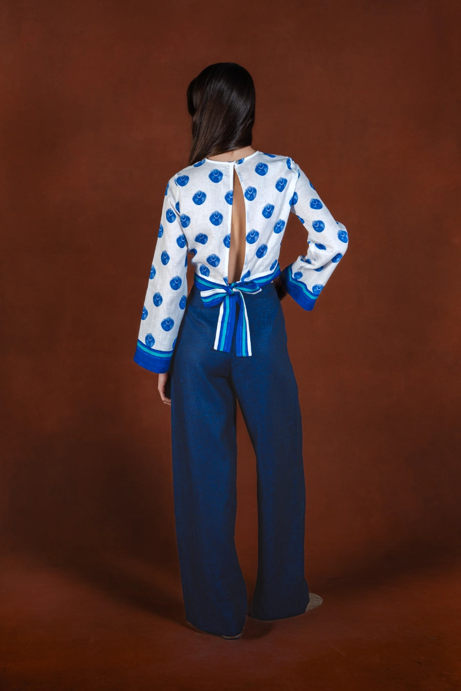 Women's Ventaglio linen blouse blue
