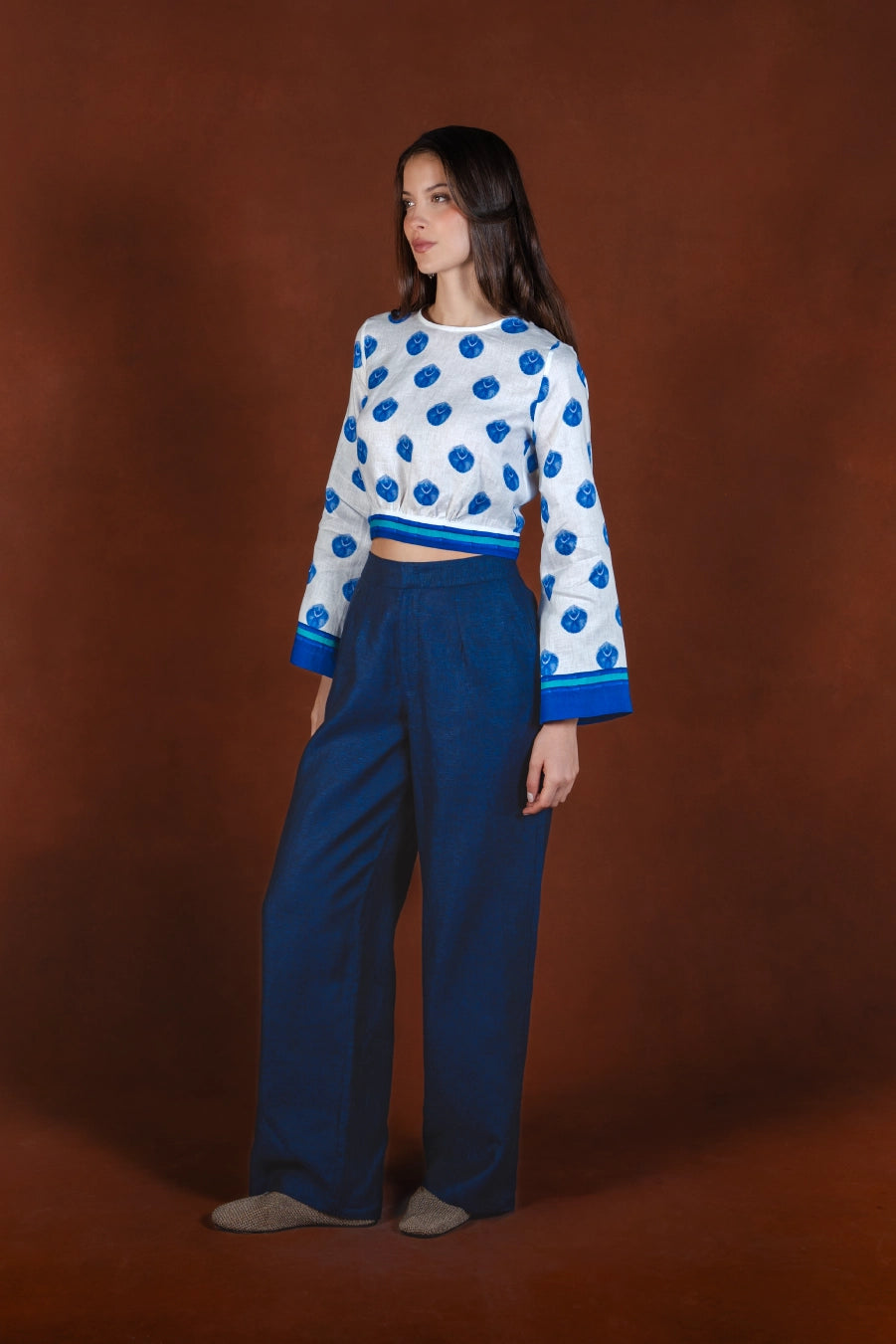 Women's Ventaglio linen blouse blue