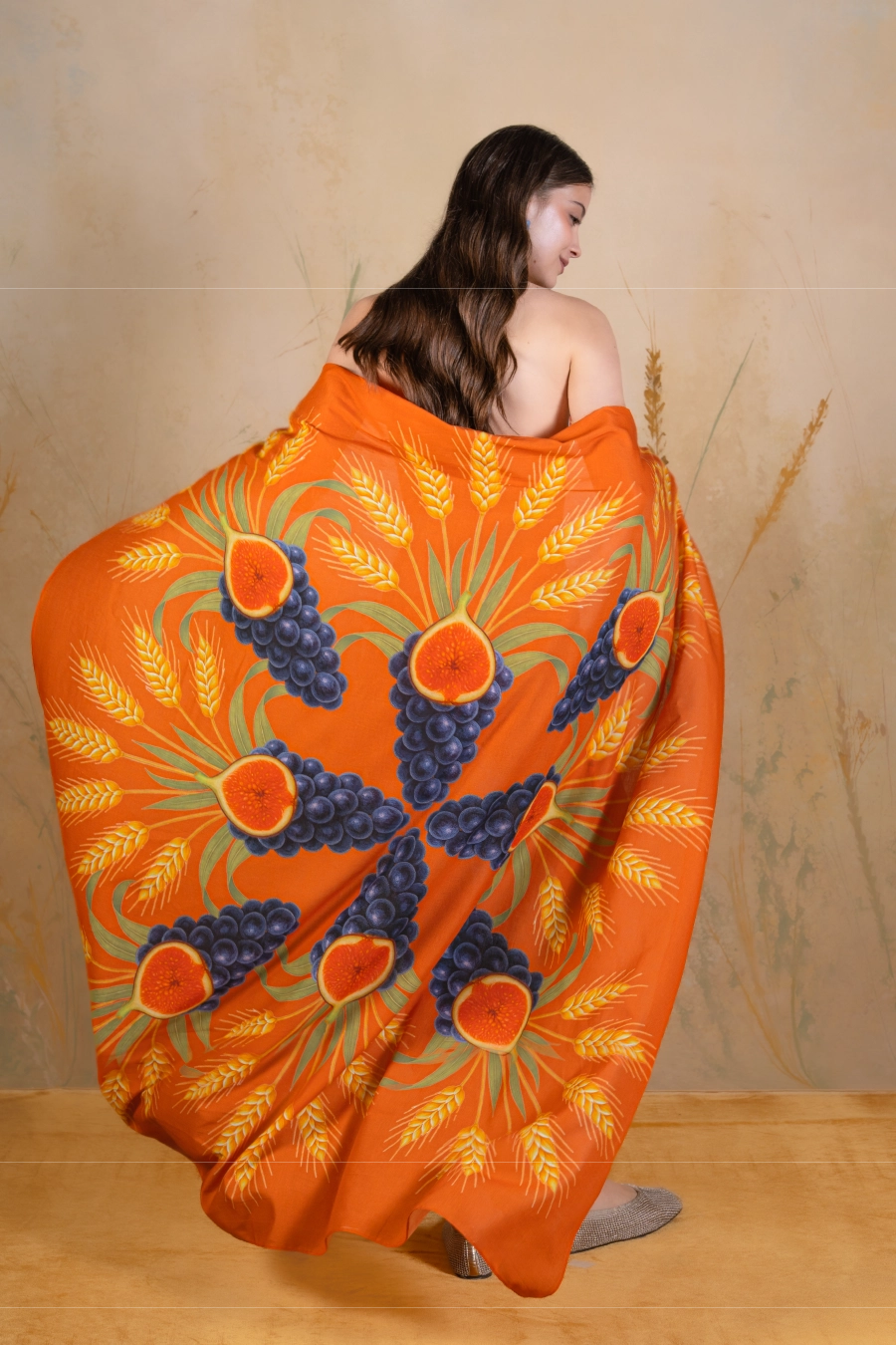 Women's Annona long cotton sarong terracotta