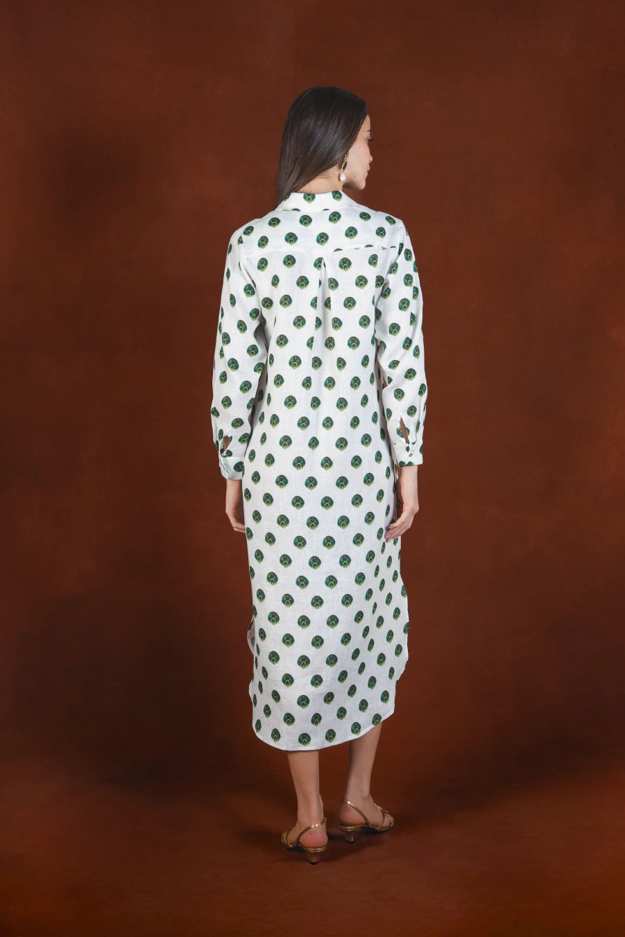 Women's Ventaglio linen shirt dress white