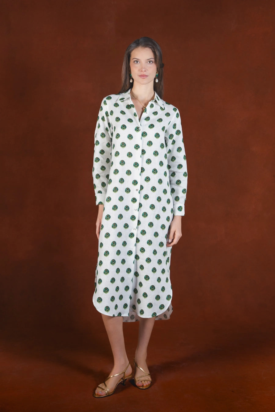 Women's Ventaglio linen shirt dress white