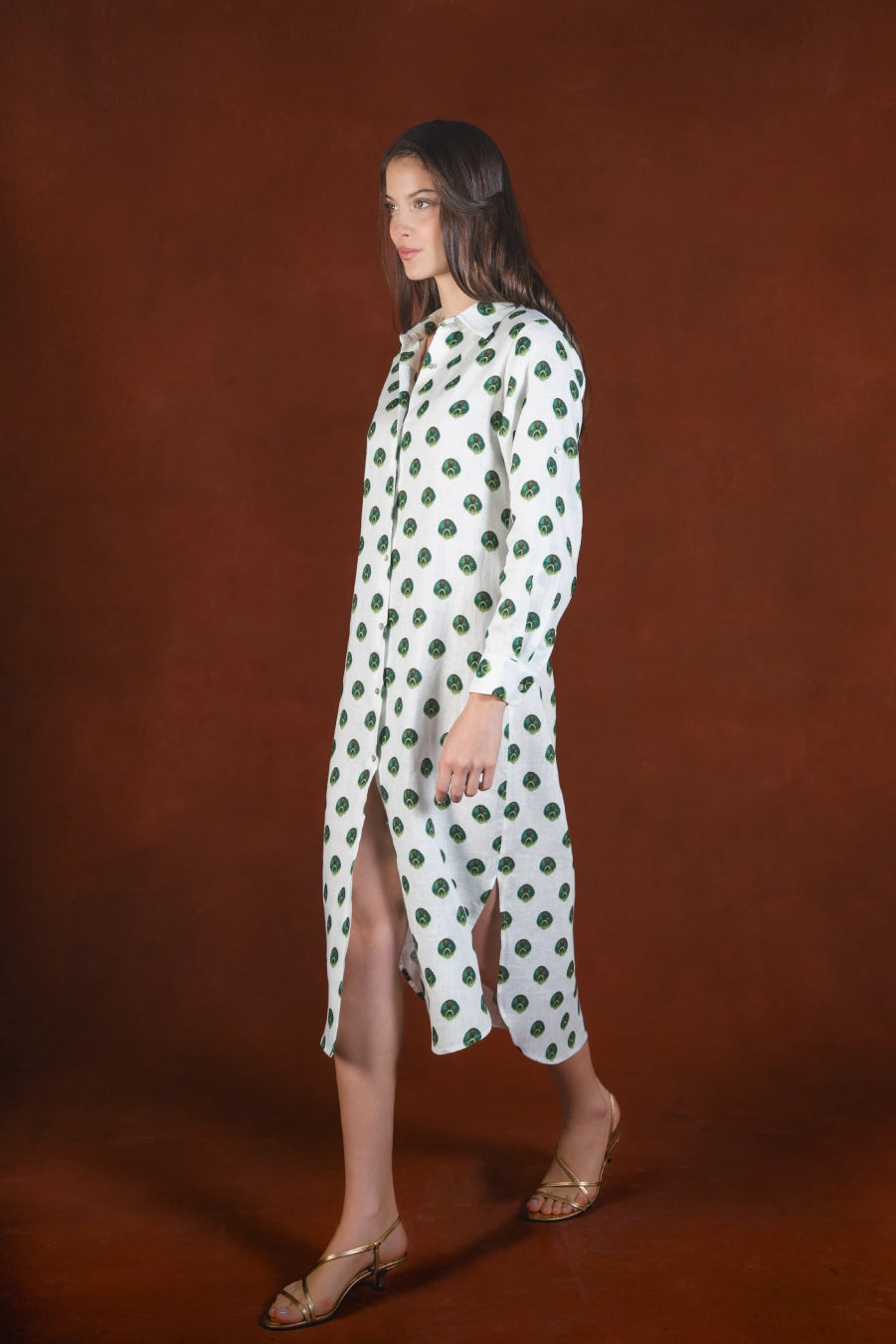 Women's Ventaglio linen shirt dress white