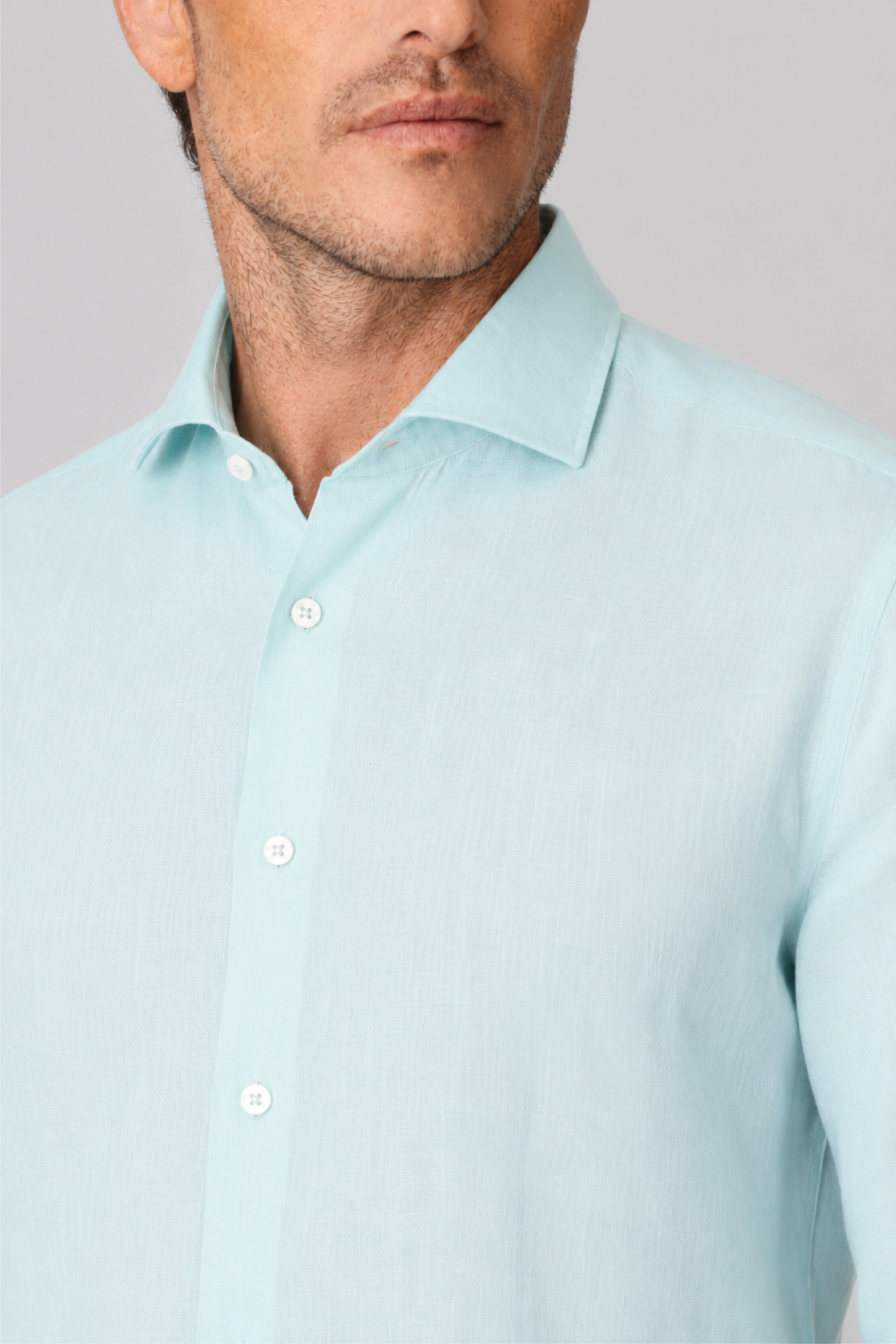 Men's linen shirt ice blue