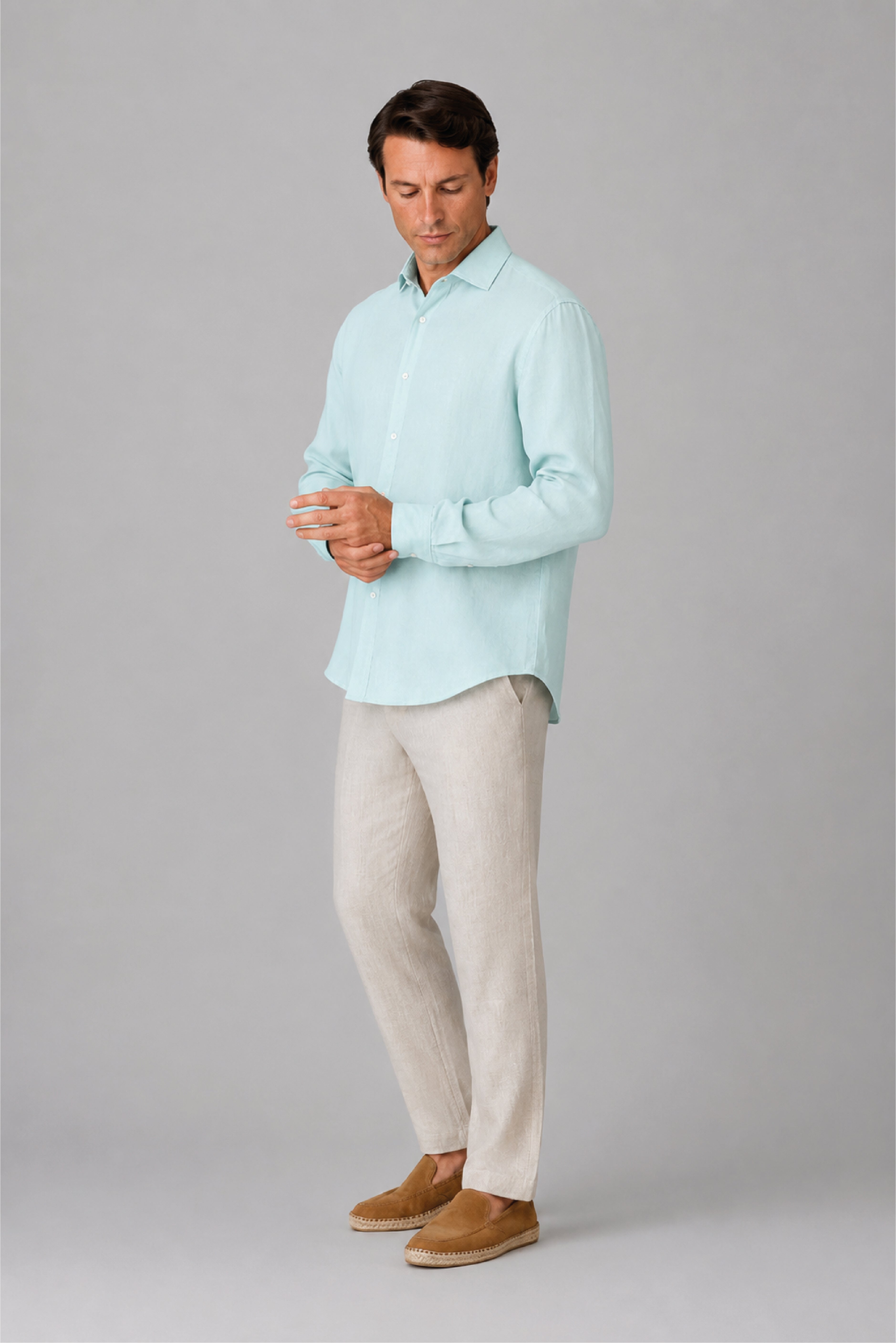 Men's linen shirt ice blue