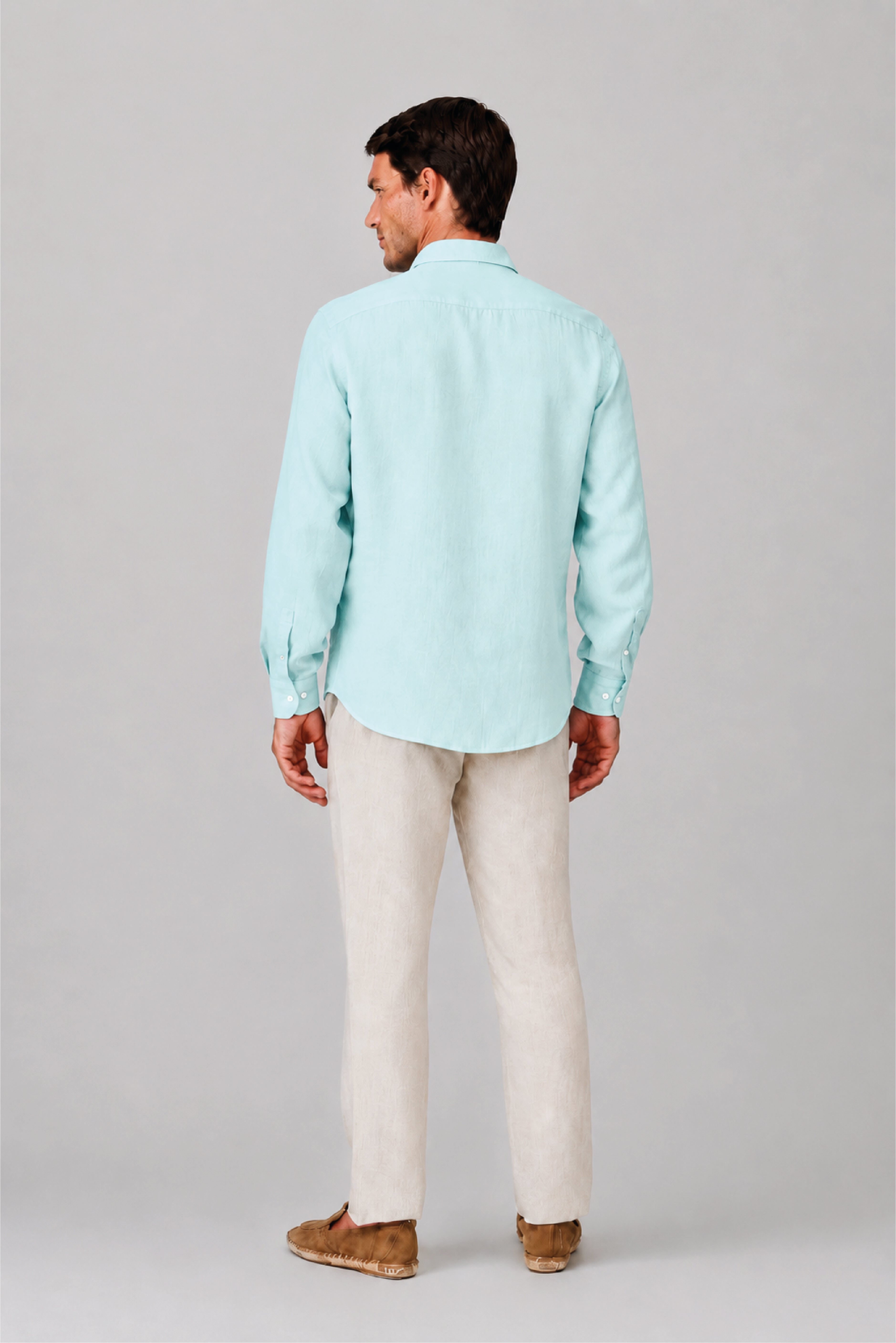 Men's linen shirt ice blue