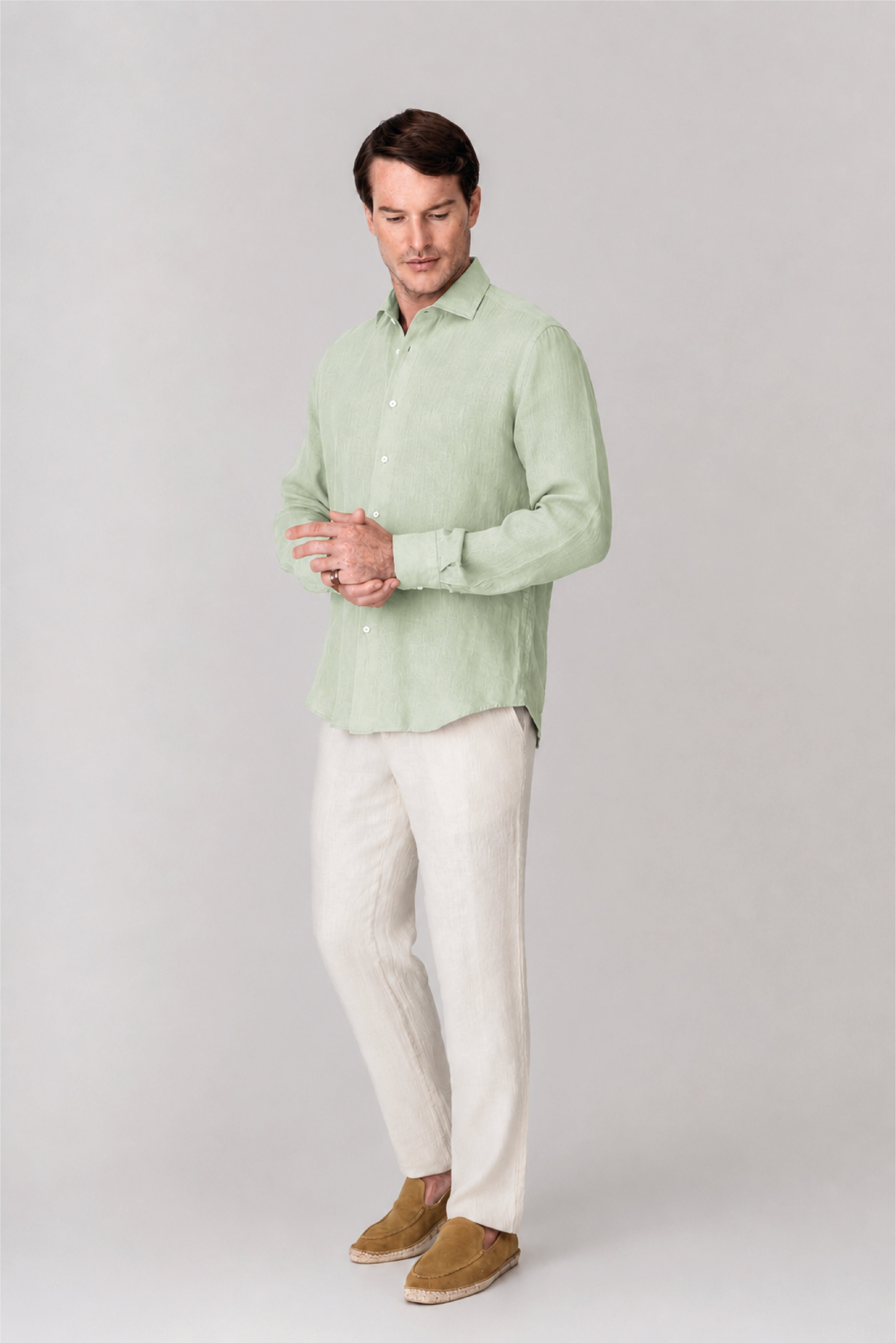 Men's linen shirt ambrosia green