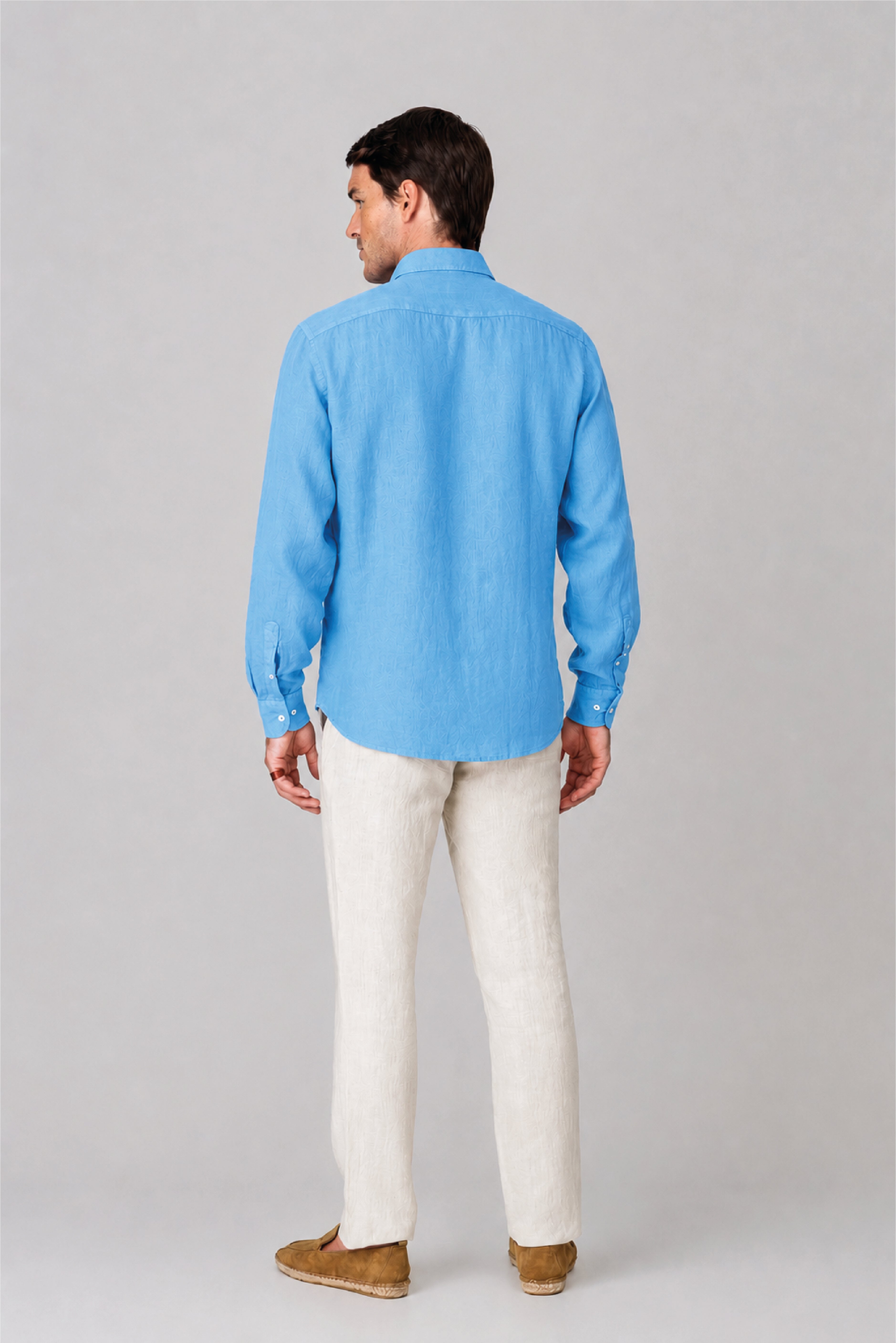 Men's linen shirt aquarius blue