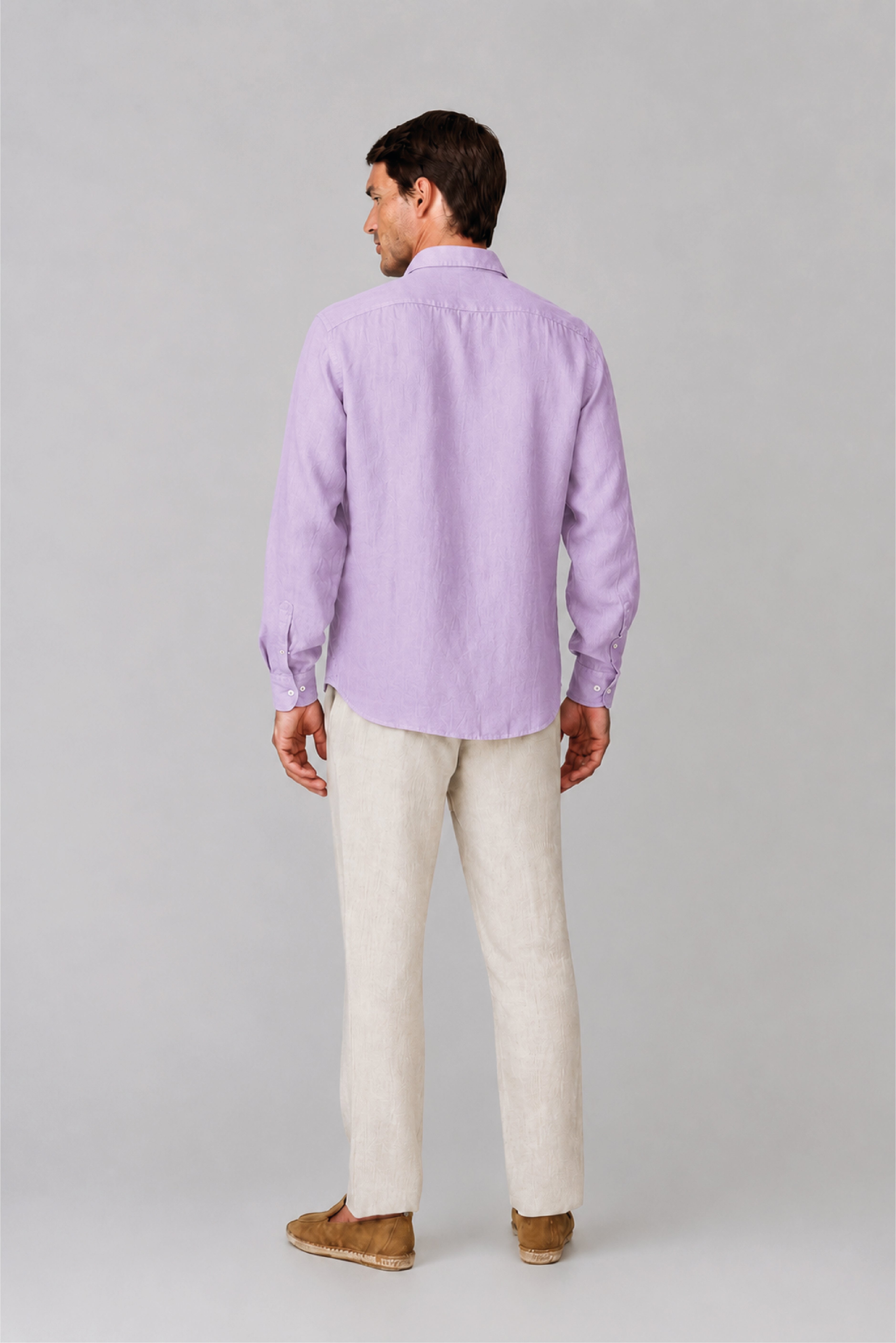 Men's linen shirt lavander fog