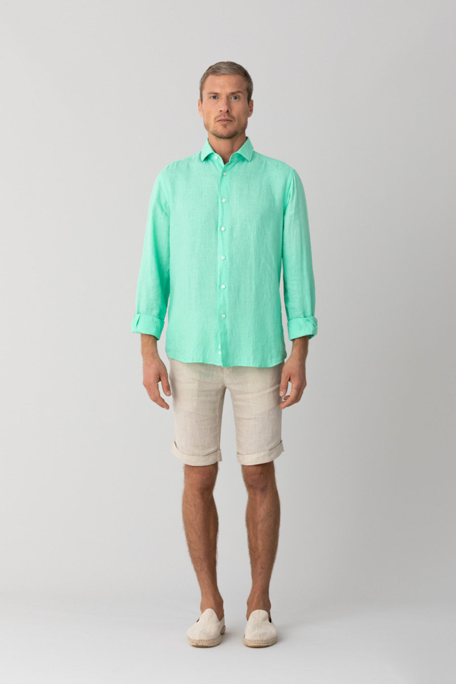 basic linen shirt honeydew