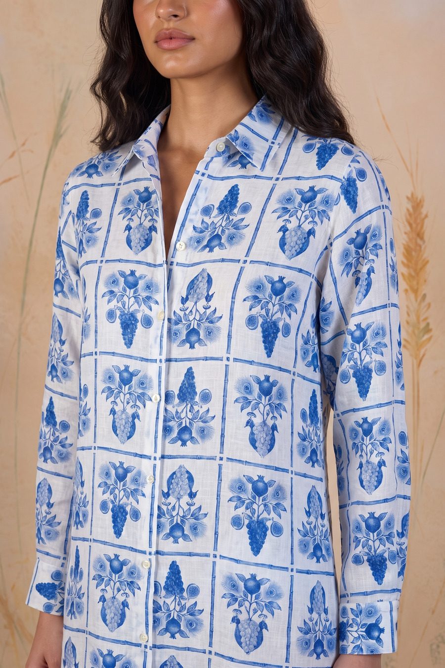 Women's Victus linen shirt dress blue - Detalle 1