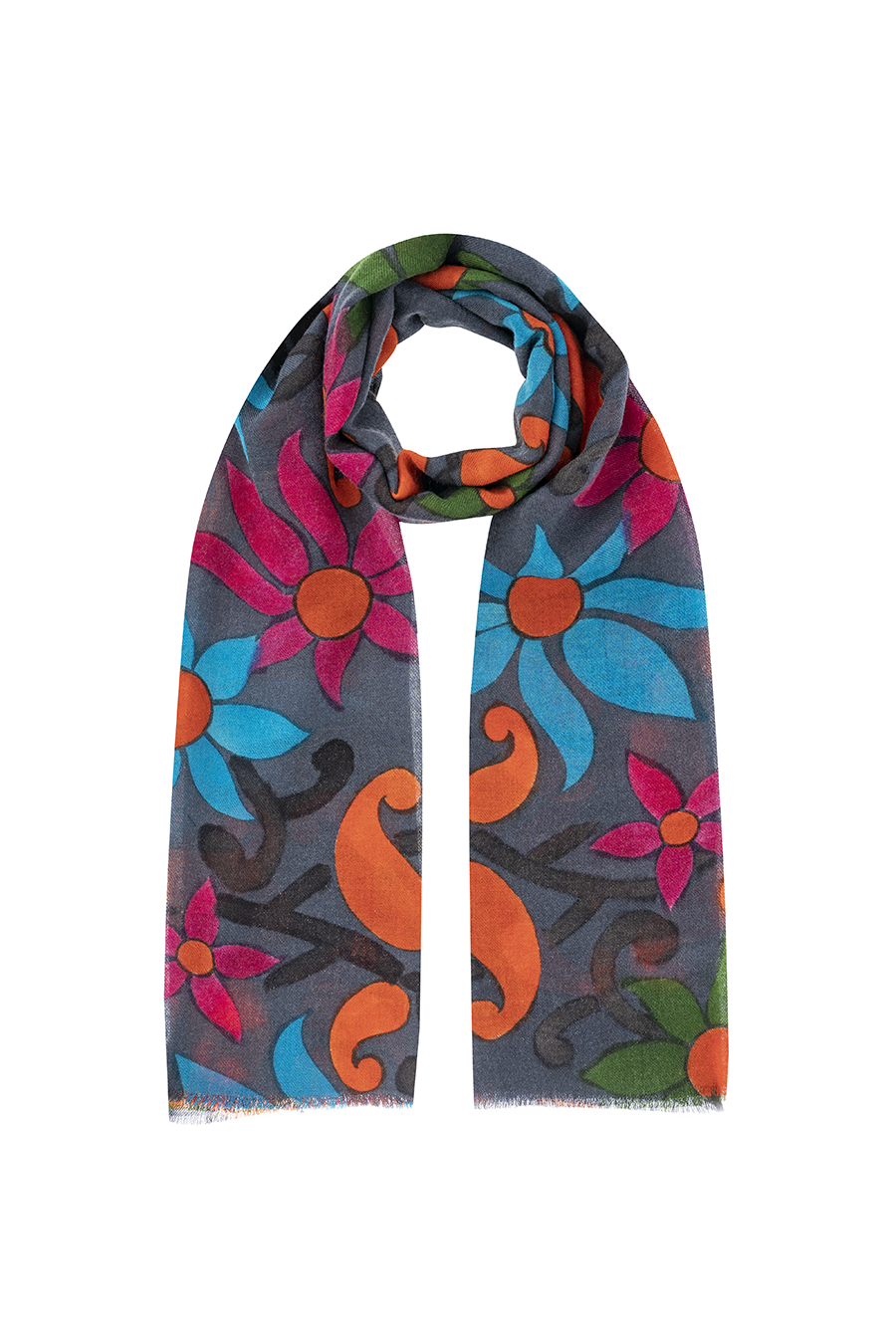 orange big flower scarf - soloio