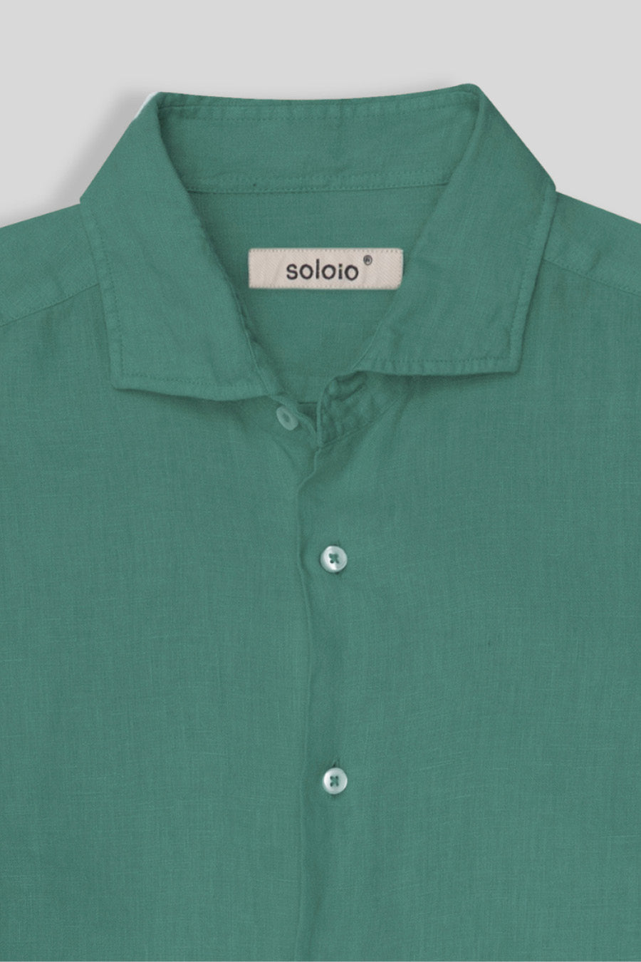 camisa básica de lino verde persa