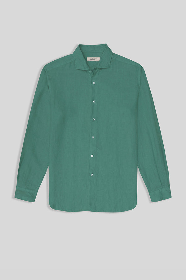camisa básica de lino verde persa