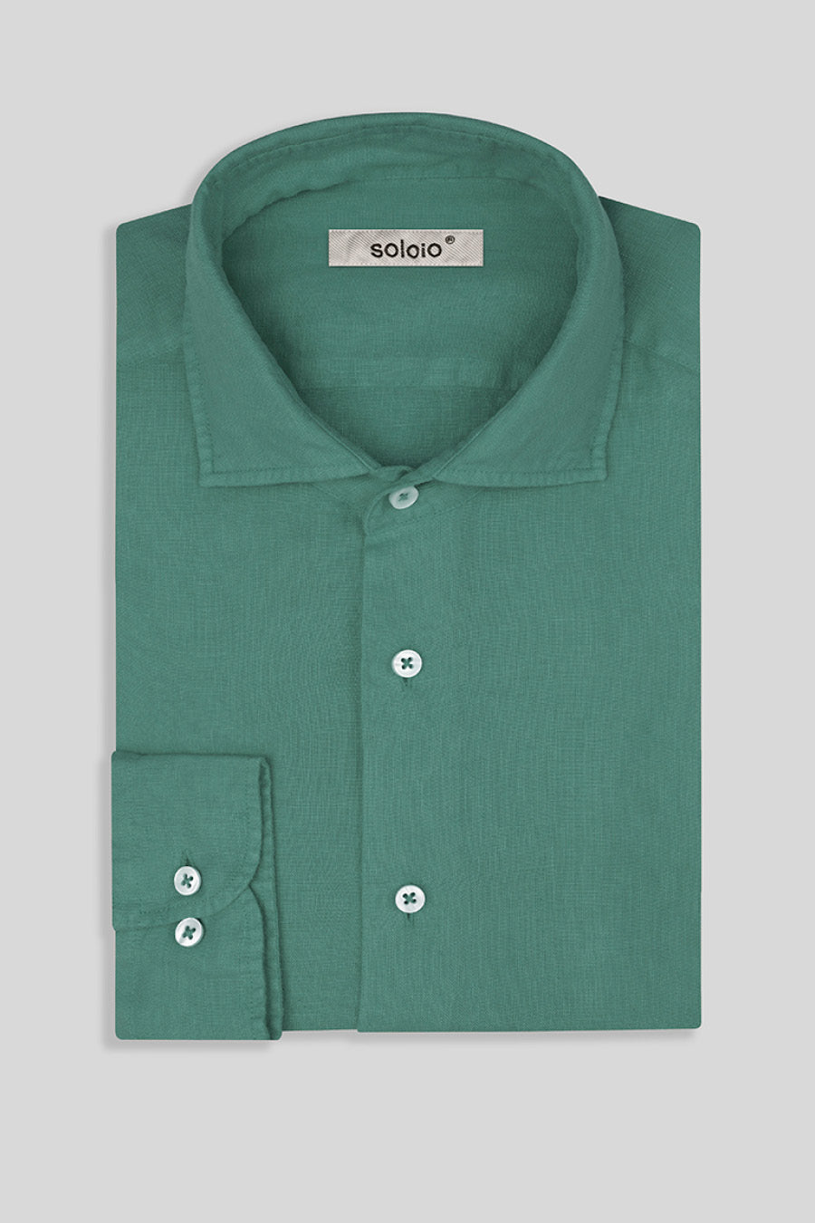 camisa básica de lino verde persa