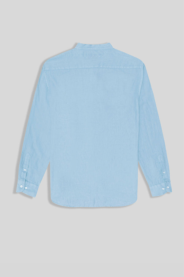 camisa de lino básica mao azul cielo