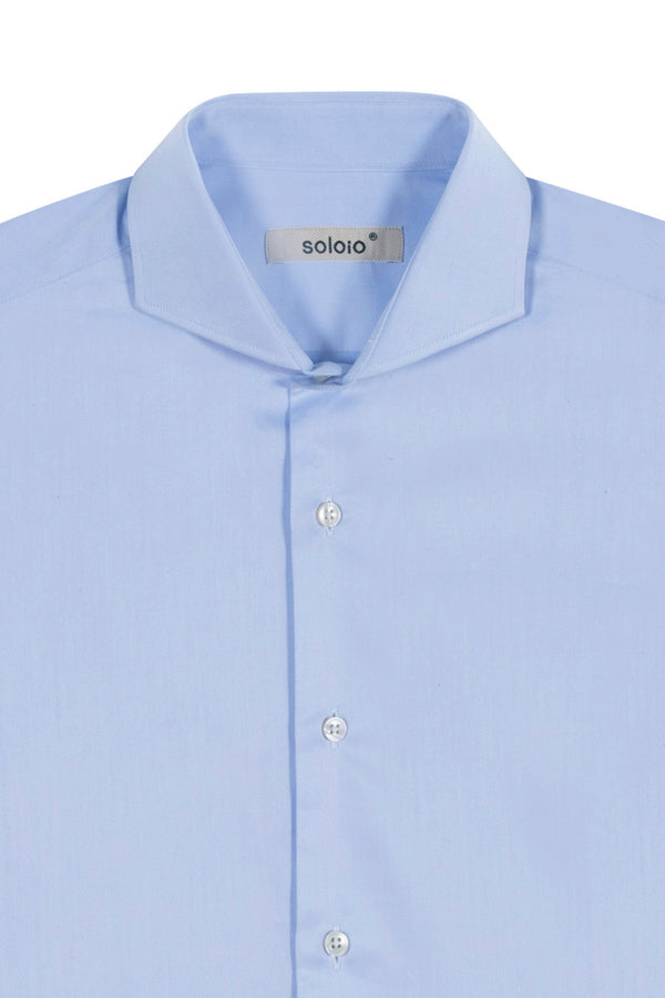 basic cotton shirt with french collar and cuffs sky blue