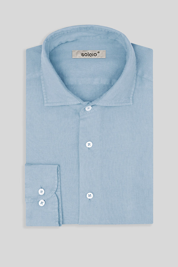 basic linen shirt sky blue
