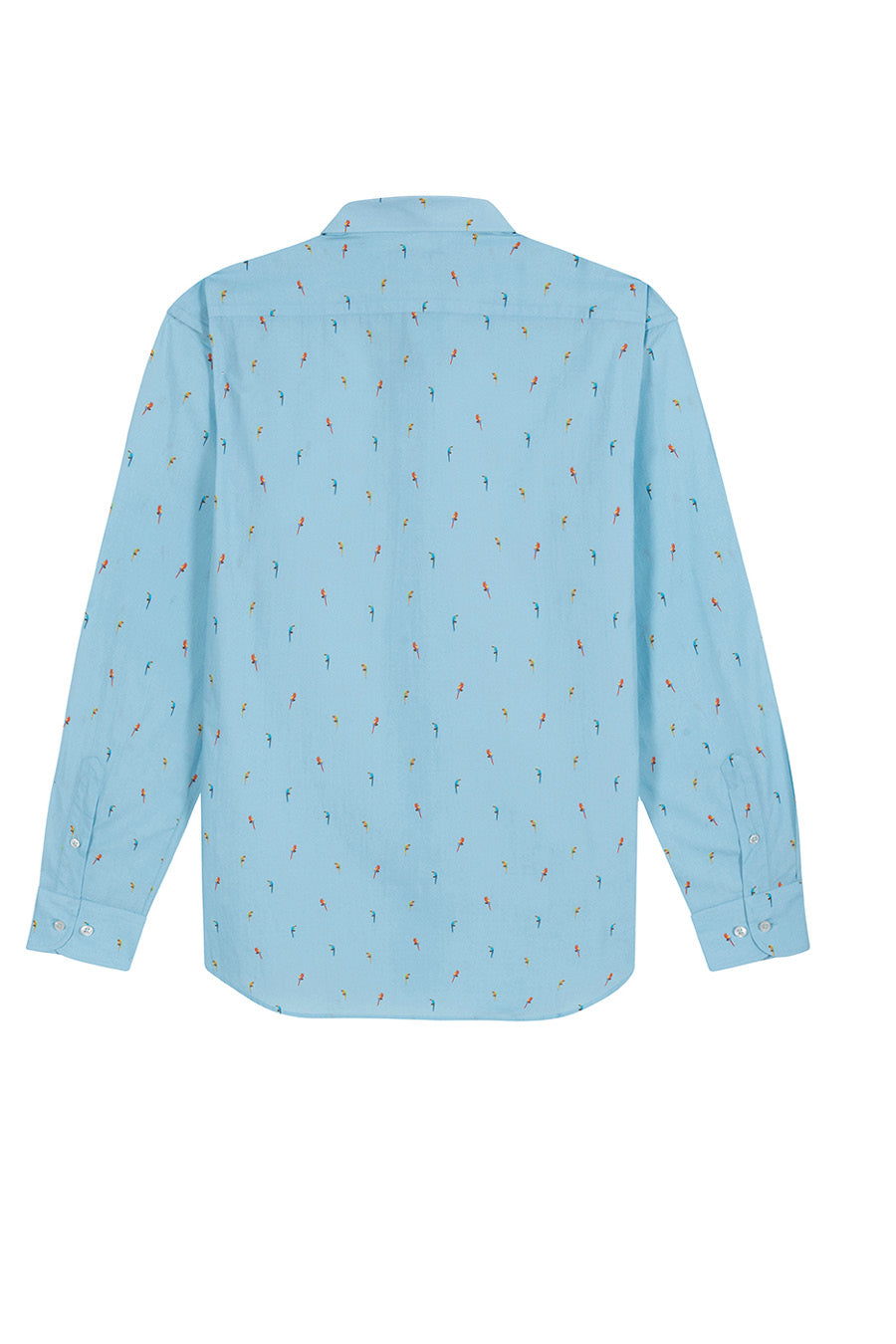 cotton shirt lorenzo parrots light blue - soloio