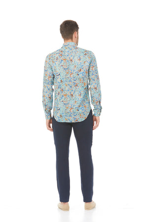 lorenzo linen shirt sky blue - soloio