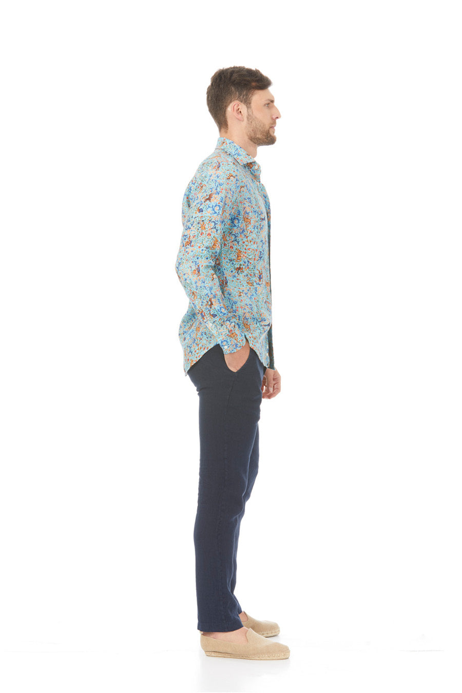 lorenzo linen shirt sky blue - soloio