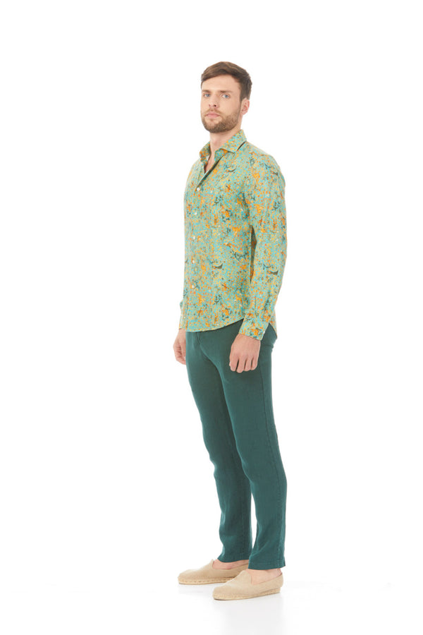 lorenzo linen shirt turquoise