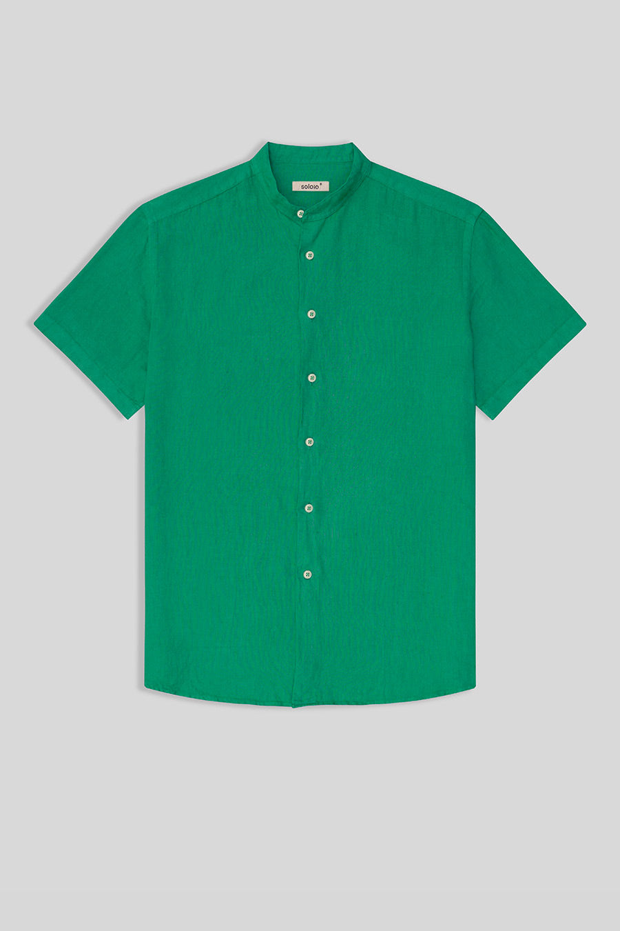 basic linen shirt mao collar green - soloio