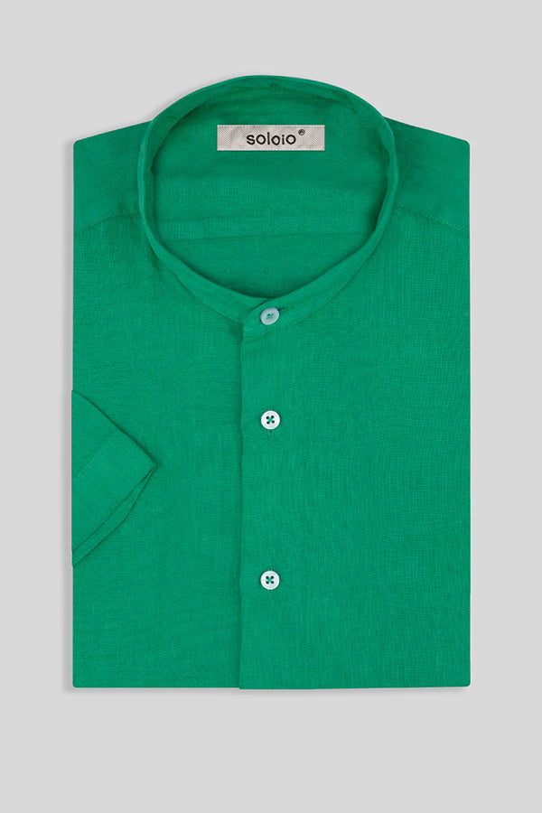 camisa de lino mao verde mc