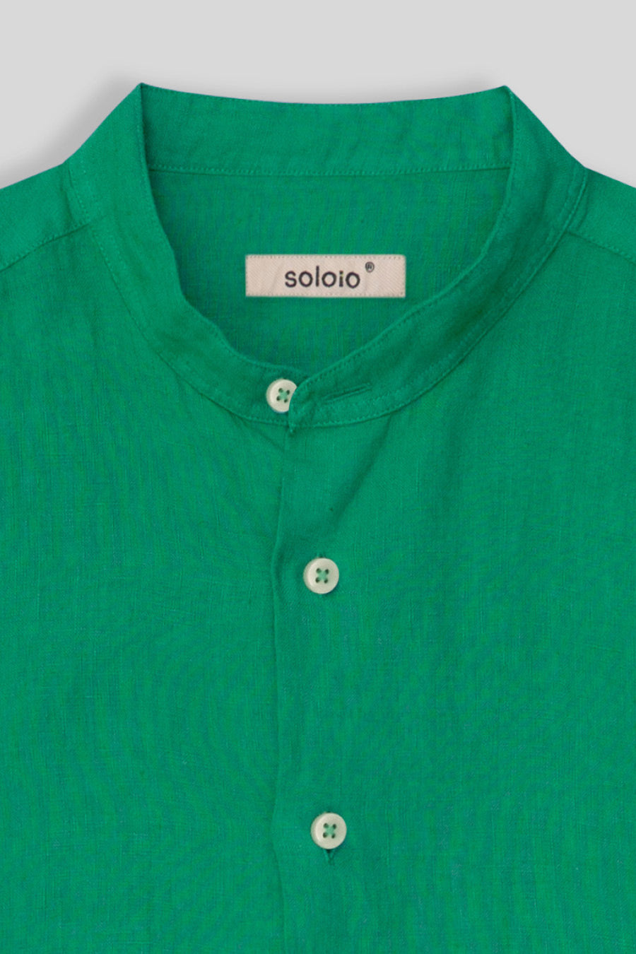 basic linen shirt mao collar green - soloio