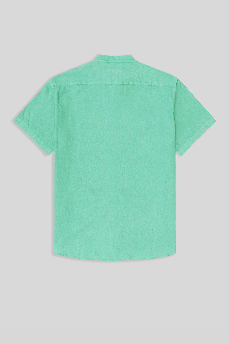 basic linen shirt mao collar turquoise - soloio