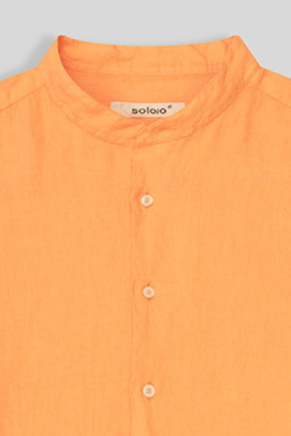 basic linen mao collar shirt orange