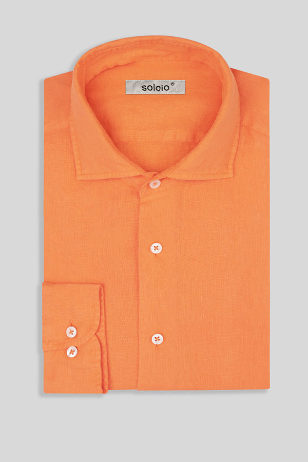 basic linen shirt orange - soloio