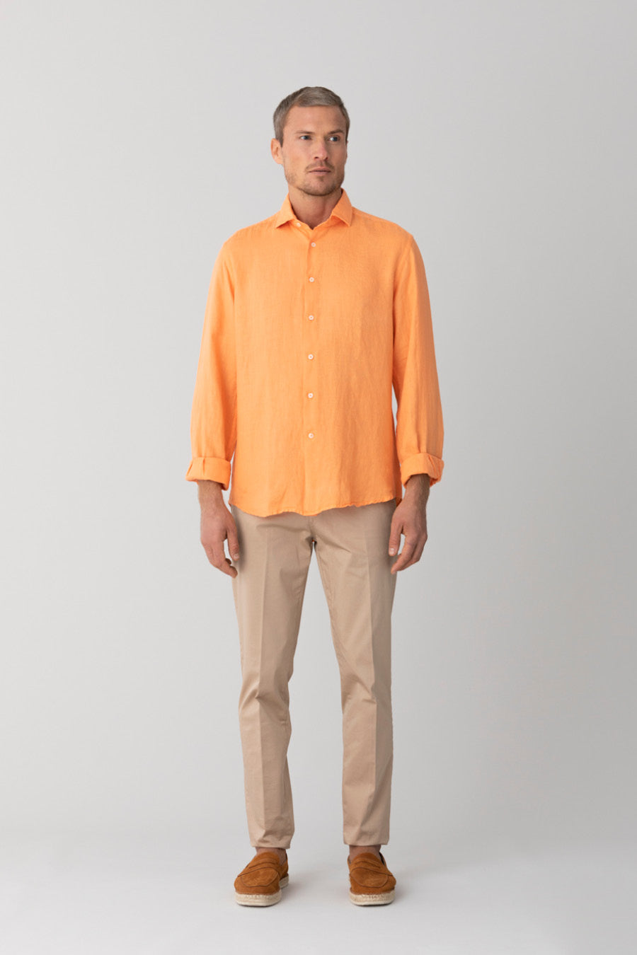 basic linen shirt orange - soloio