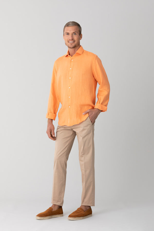 basic linen shirt orange - soloio