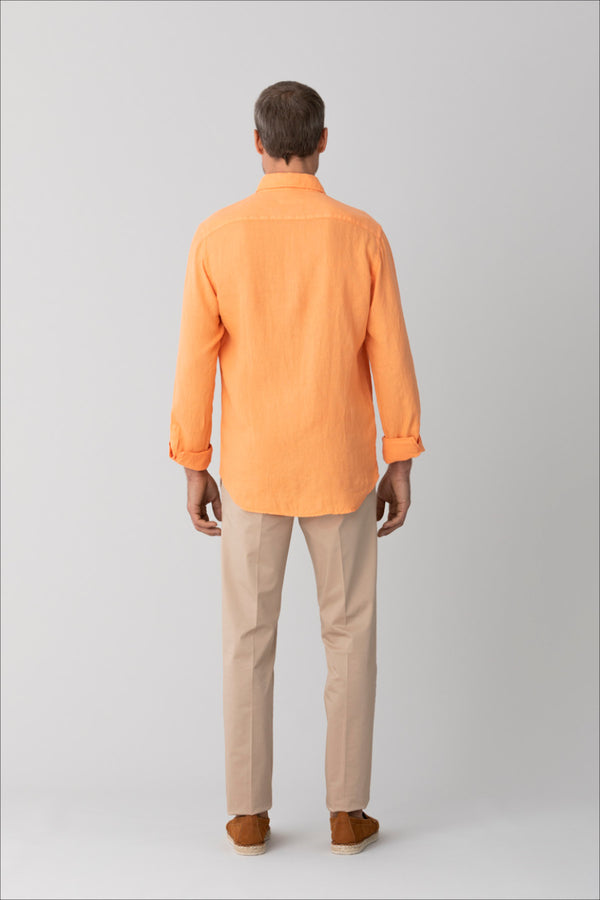camisa básica de lino naranja 
