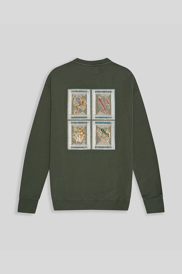 four stamps olivine sweatshirt