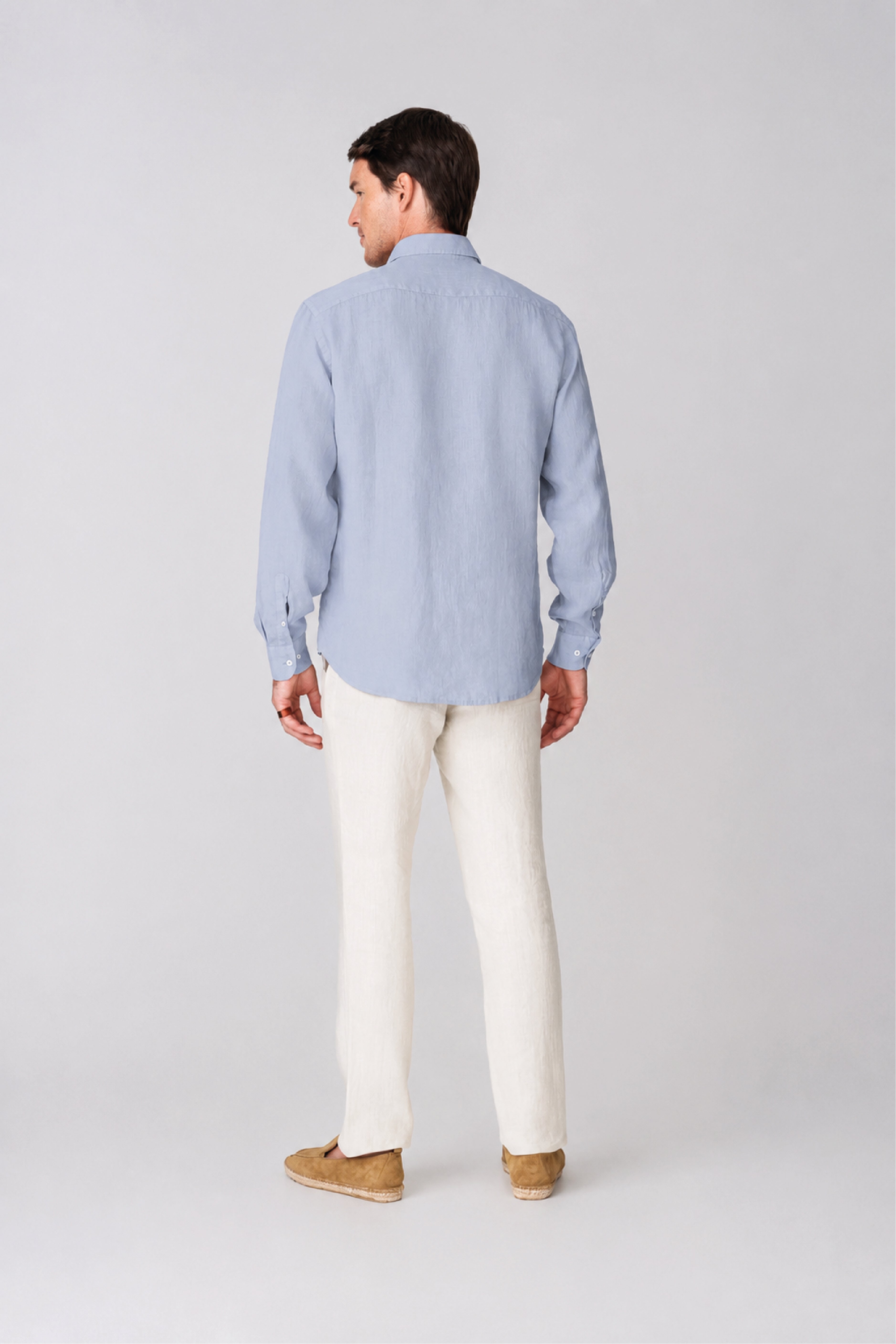 Men's linen shirt skyway blue