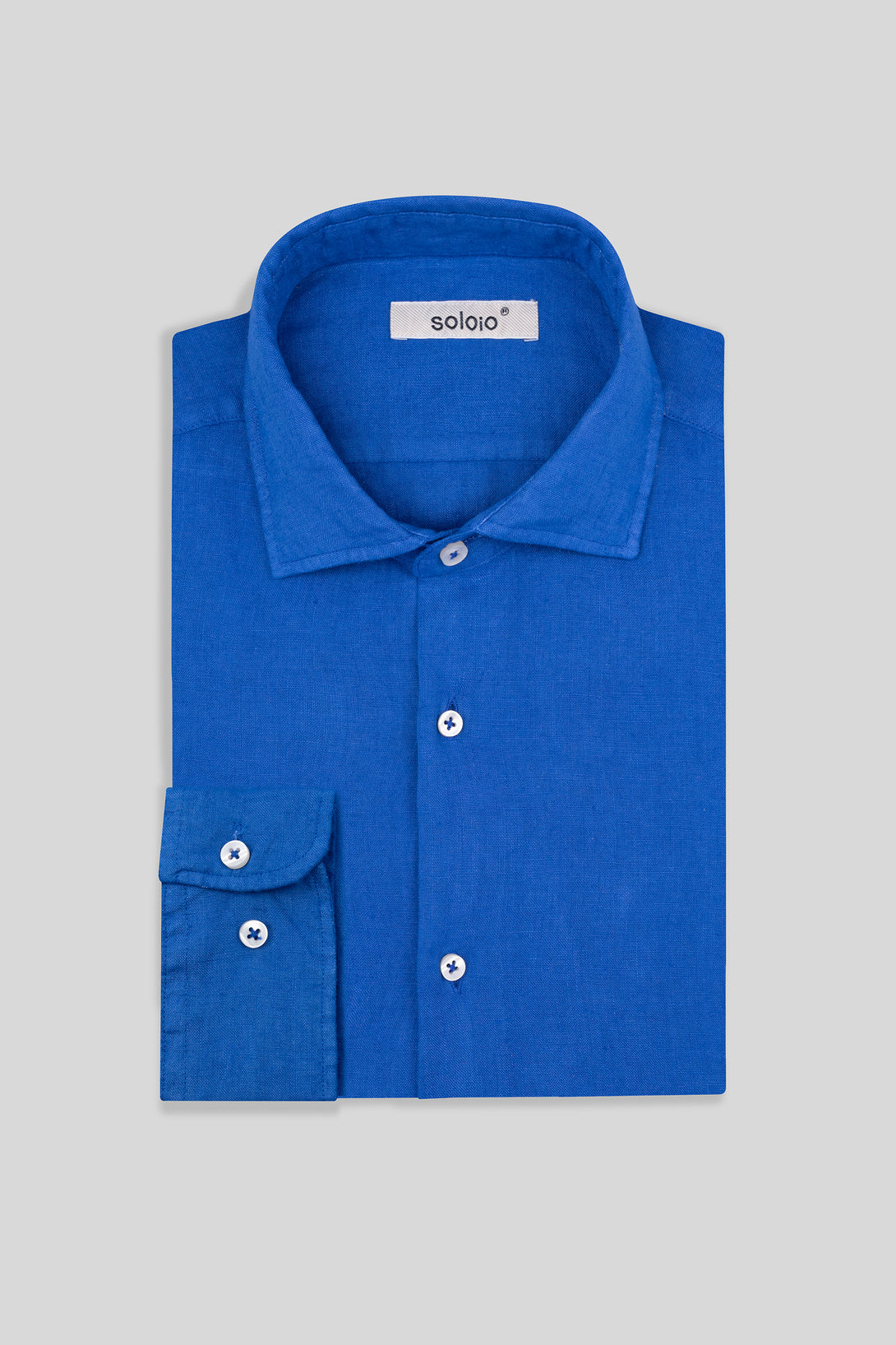 basic linen shirt trueblue - soloio