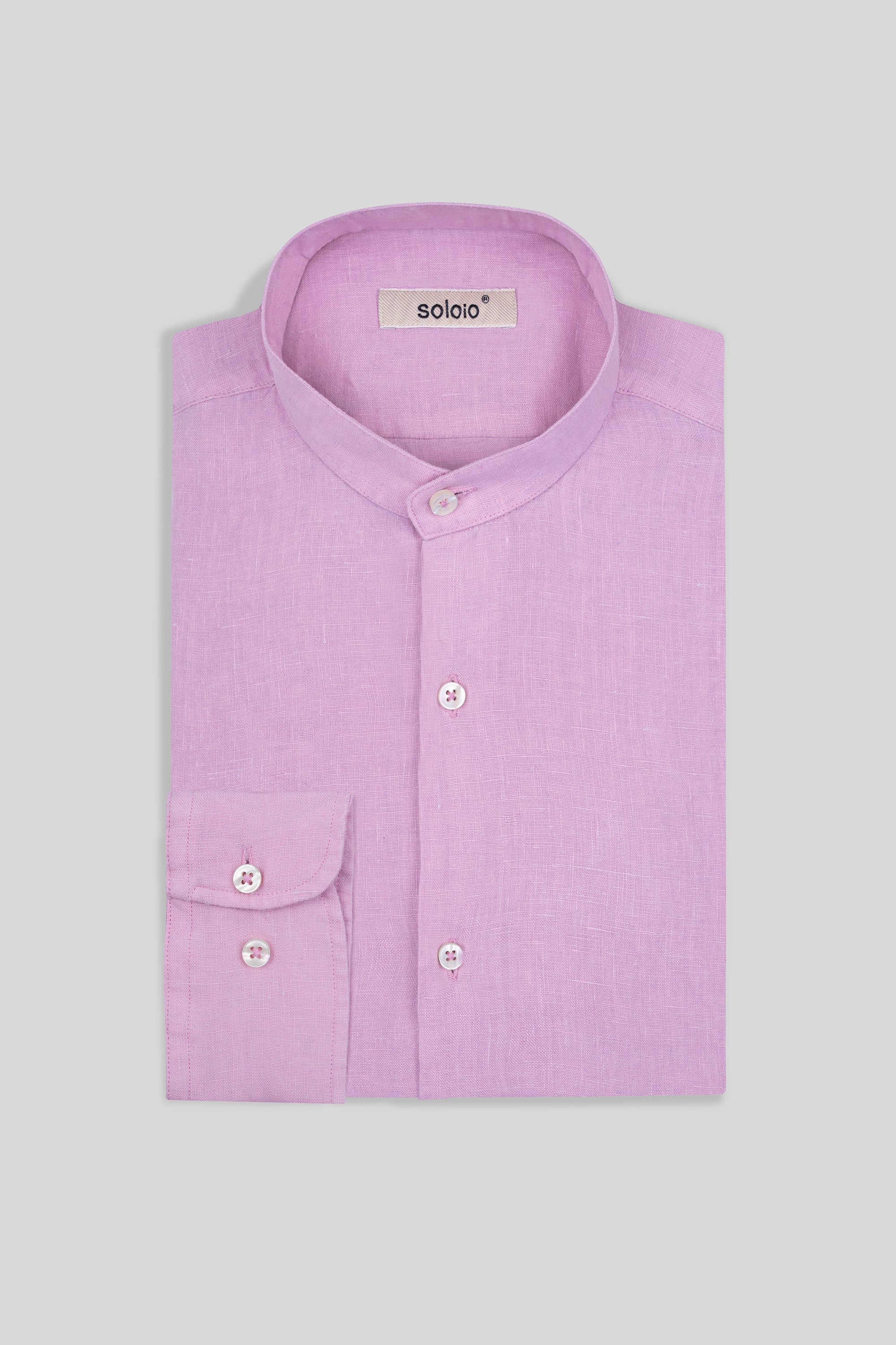 basic linen shirt mao pink lavender - soloio