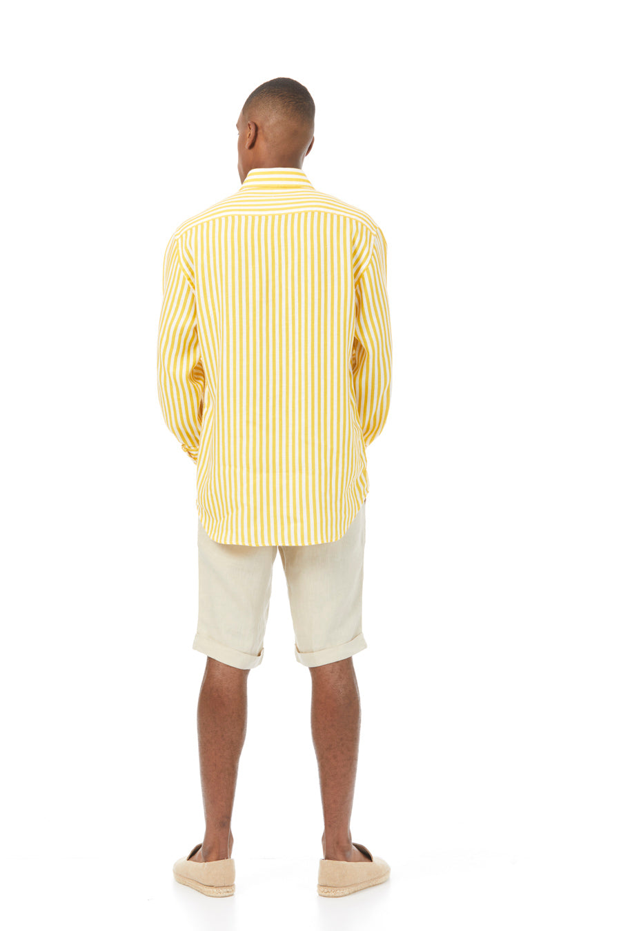 lorenzo yellow striped linen shirt - soloio