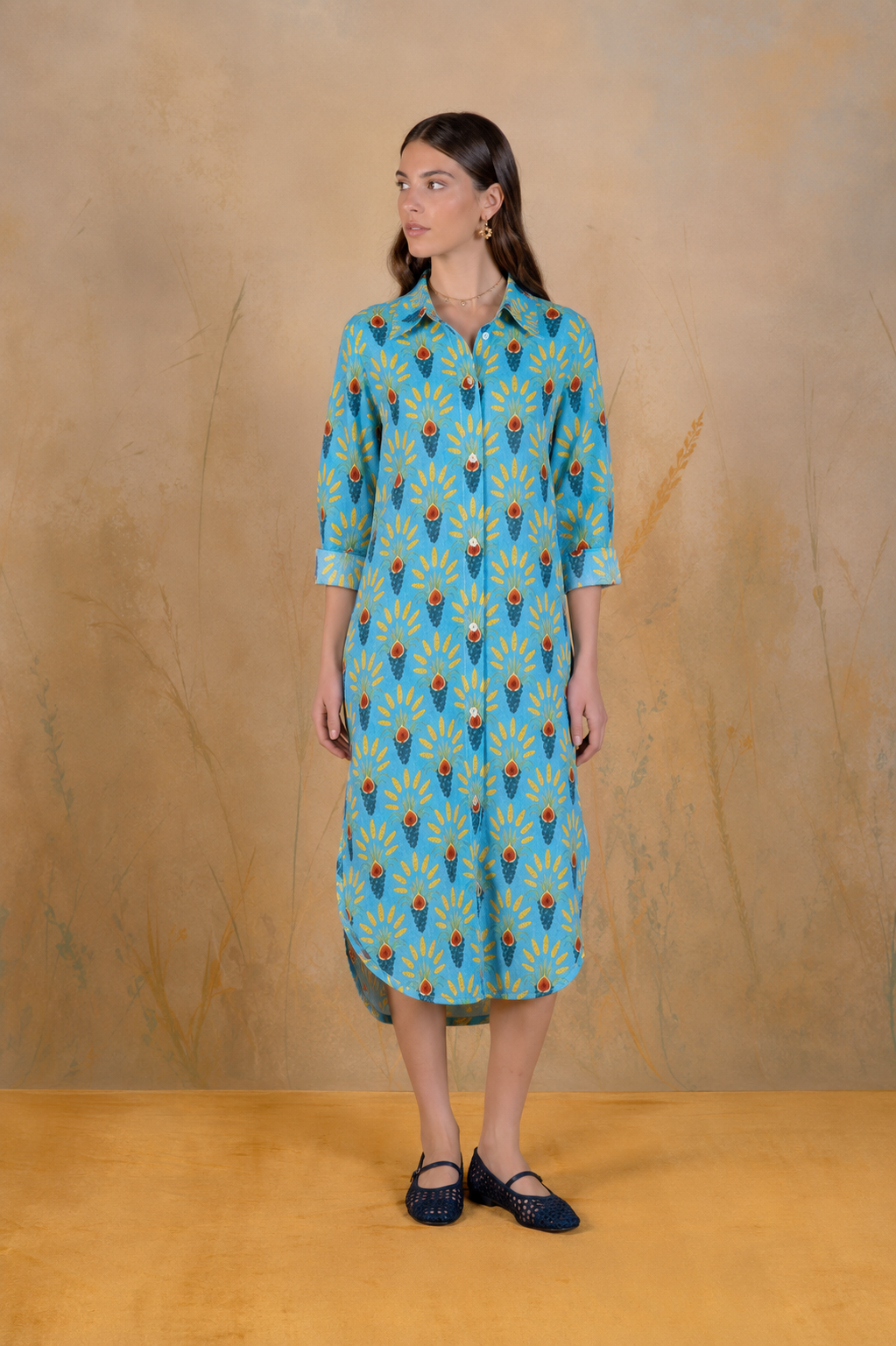 Women's Proventus linen shirt dress blue