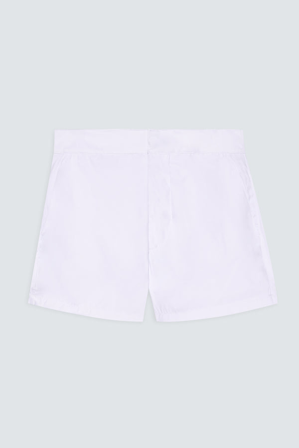 white plain waistband swimsuit