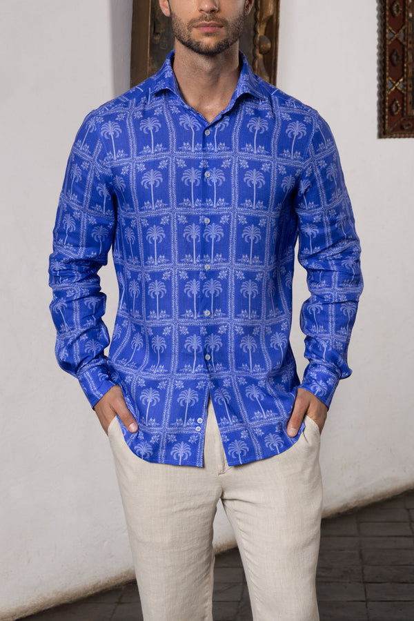 camisa de lino nurata azul marino