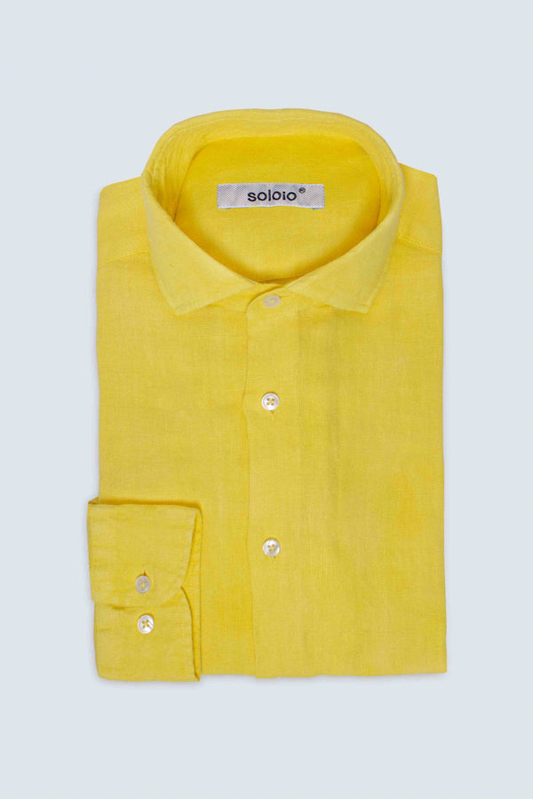  camisa de lino básica amarillo claro