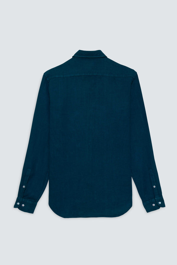 basic linen shirt petrol blue