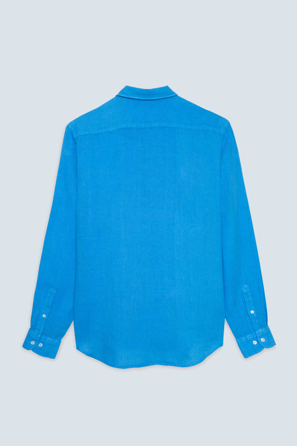 basic linen shirt electric blue